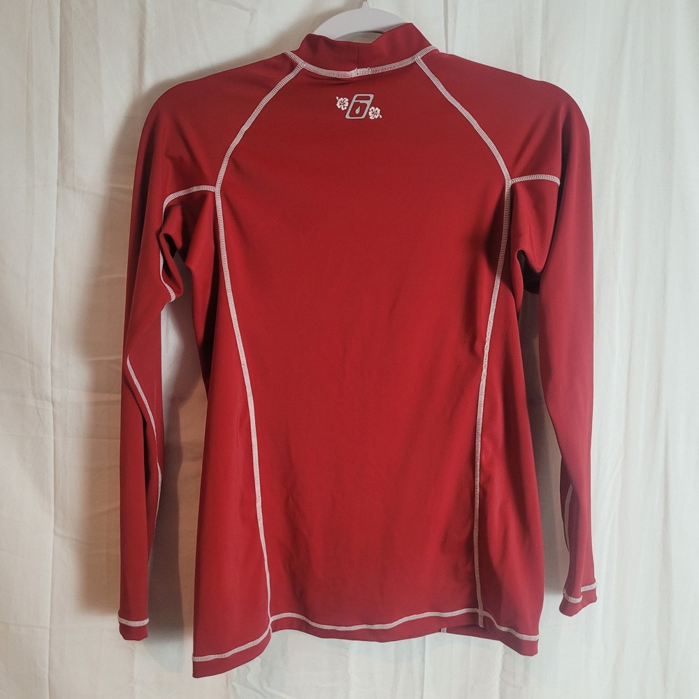 Level Six Womens Red Long Sleeve Rash Guard SPF 40 Sun Protection Size Medium